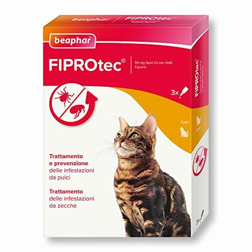 Beaphar FIPROtec Antiparassitario per Gatti, Protegge da Pulci e Zecche – In Confeziona da 3 Pipette