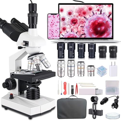 Trinoculare microscopio ottico, ingrandimento 40X-5000X