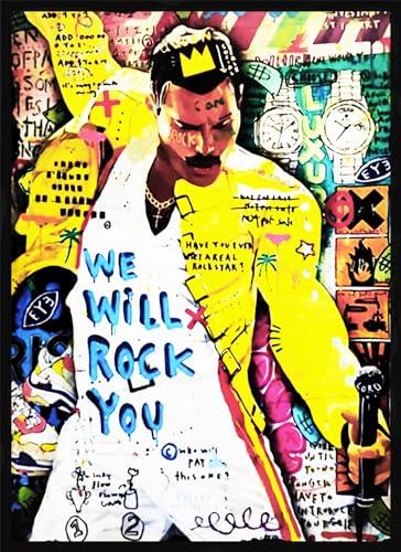 KUSTOM ART Poster Decorativo da Parete Serie Grandi Rockstar della Musica Freddy Mercury dei Queen