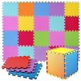 Tappeto Bambini 20 Pezzi Colorati Tappetini Puzzle Gioco Gomma Schiuma Eva Certificato CE